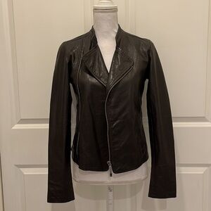 Converse John Varvatos Brown Leather Zip-Front Jacket, Women's XS